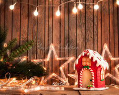 Wooden Star Lights Christmas Party Backdrop - Layoris