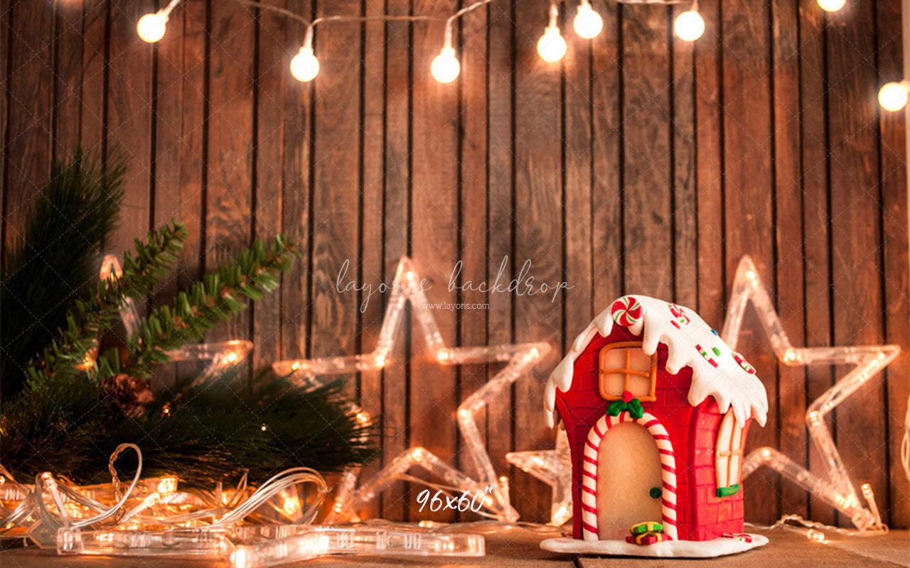 Wooden Star Lights Christmas Party Backdrop - Layoris