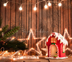 Wooden Star Lights Christmas Party Backdrop - Layoris