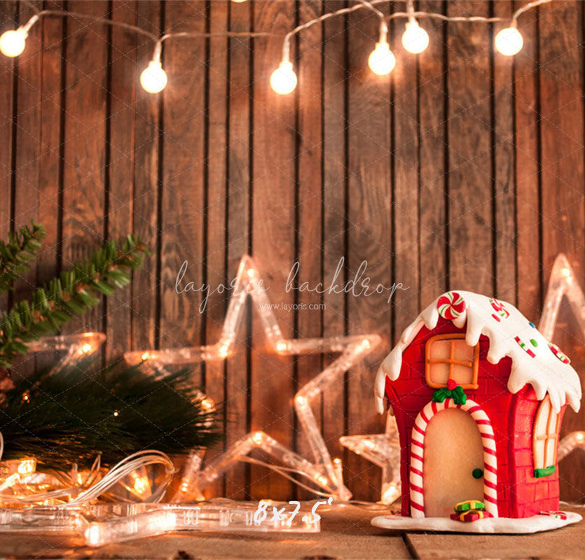 Wooden Star Lights Christmas Party Backdrop - Layoris