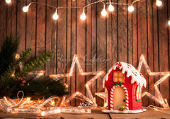 Wooden Star Lights Christmas Party Backdrop - Layoris