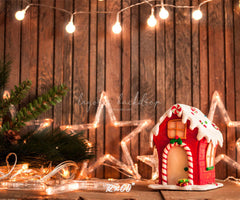 Wooden Star Lights Christmas Party Backdrop - Layoris