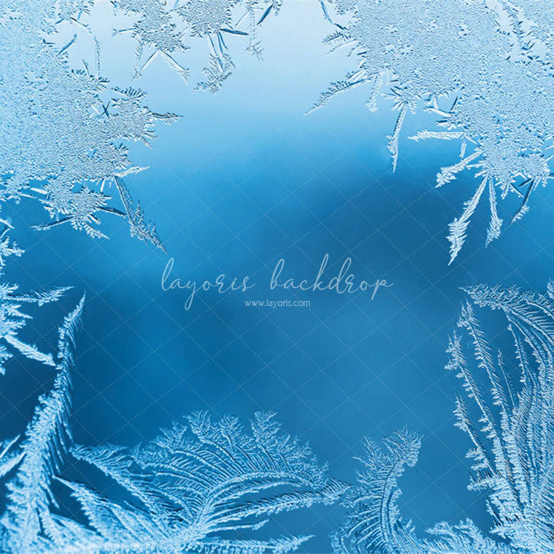 Transparent Blue Ice Crystal Winter Backdrop - Layoris