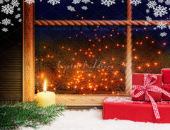 Snowflake Window Red Box Christmas Backdrop - Layoris