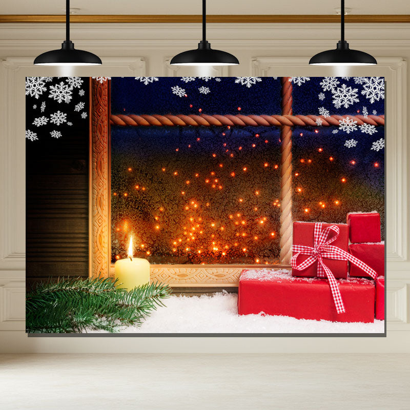 Layoris Snowflake Window Red Box Christmas Backdrop