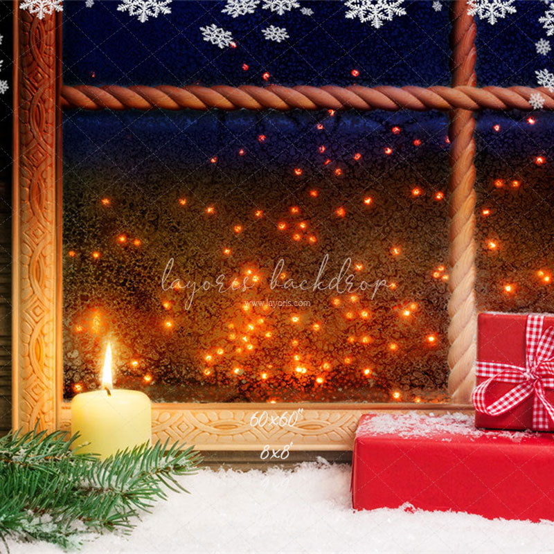 Snowflake Window Red Box Christmas Backdrop - Layoris