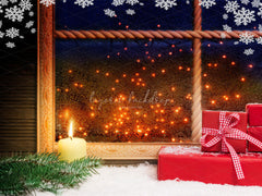 Snowflake Window Red Box Christmas Backdrop - Layoris