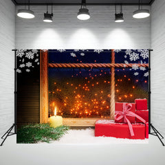 Layoris Snowflake Window Red Box Christmas Backdrop