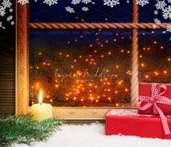 Snowflake Window Red Box Christmas Backdrop - Layoris
