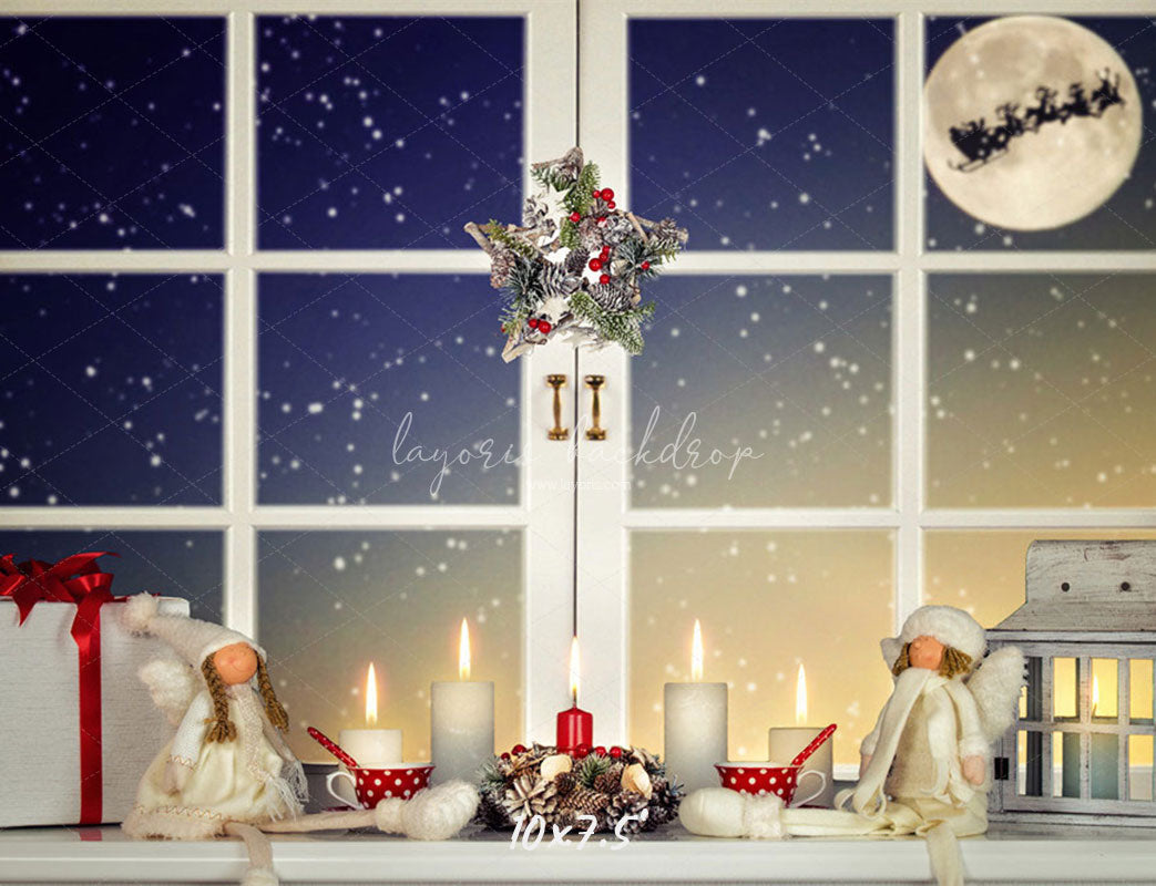 Window Star Wreath Christmas Party Backdrop - Layoris