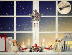 Window Star Wreath Christmas Party Backdrop - Layoris