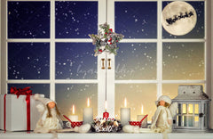 Window Star Wreath Christmas Party Backdrop - Layoris