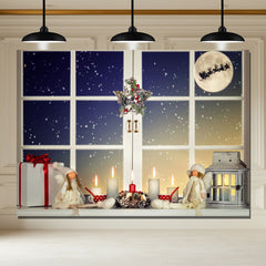 Layoris Window Star Wreath Christmas Party Backdrop