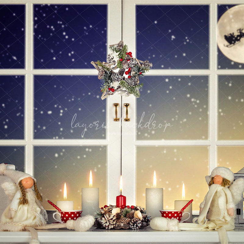 Window Star Wreath Christmas Party Backdrop - Layoris