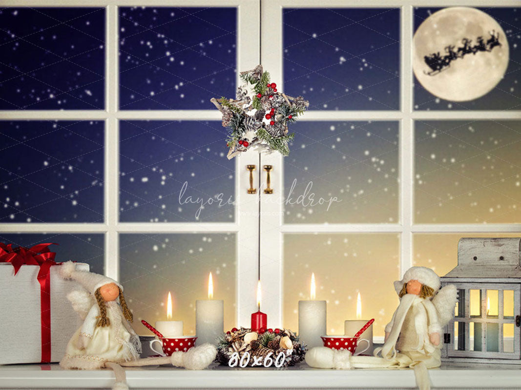 Window Star Wreath Christmas Party Backdrop - Layoris