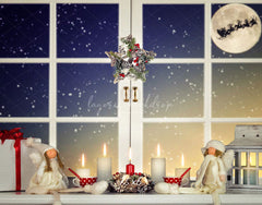 Window Star Wreath Christmas Party Backdrop - Layoris