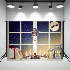 Layoris Window Star Wreath Christmas Party Backdrop