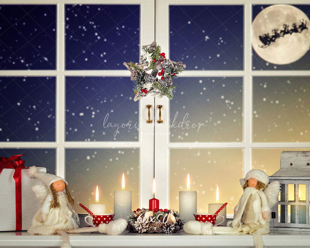 Window Star Wreath Christmas Party Backdrop - Layoris