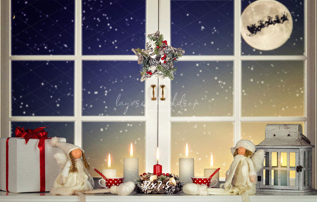 Window Star Wreath Christmas Party Backdrop - Layoris