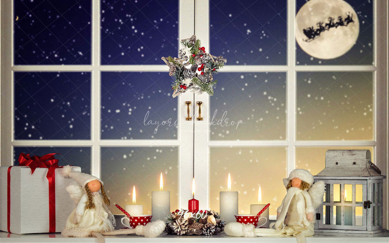 Window Star Wreath Christmas Party Backdrop - Layoris