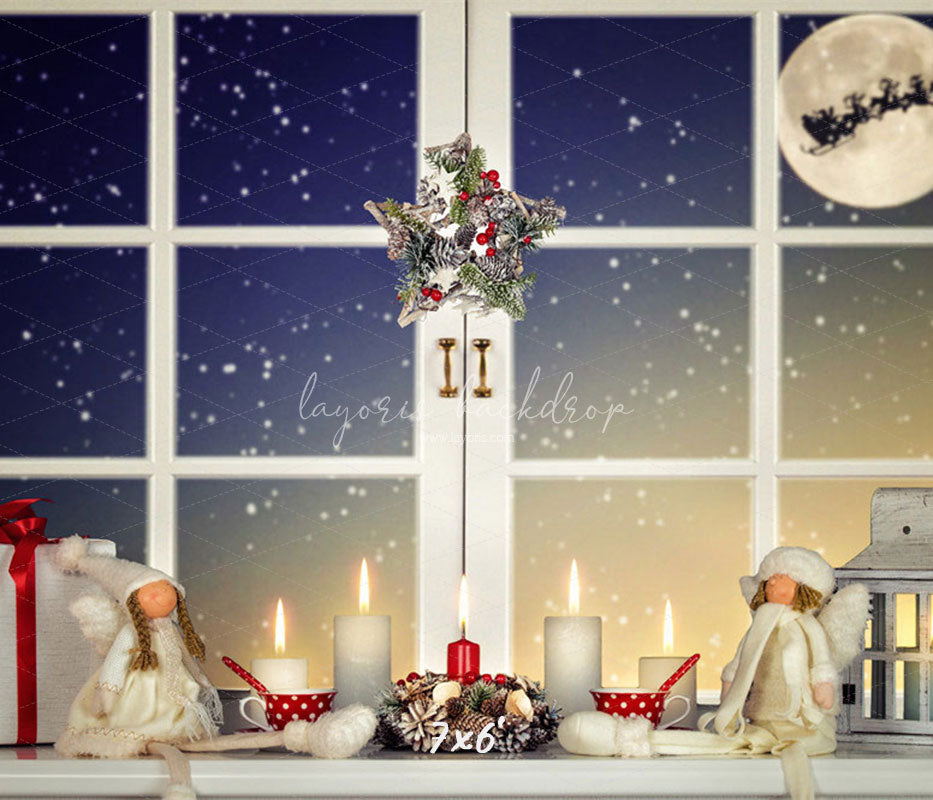 Window Star Wreath Christmas Party Backdrop - Layoris