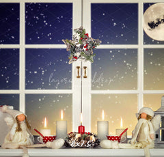 Window Star Wreath Christmas Party Backdrop - Layoris