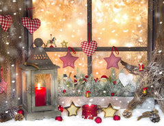 Warm Window Star Candle Christmas Backdrop - Layoris