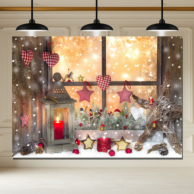 Layoris Warm Window Star Candle Christmas Backdrop