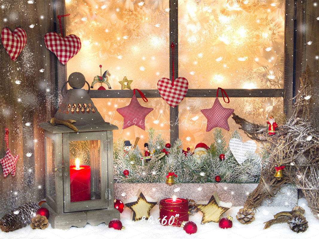 Warm Window Star Candle Christmas Backdrop - Layoris