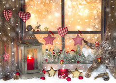 Warm Window Star Candle Christmas Backdrop - Layoris