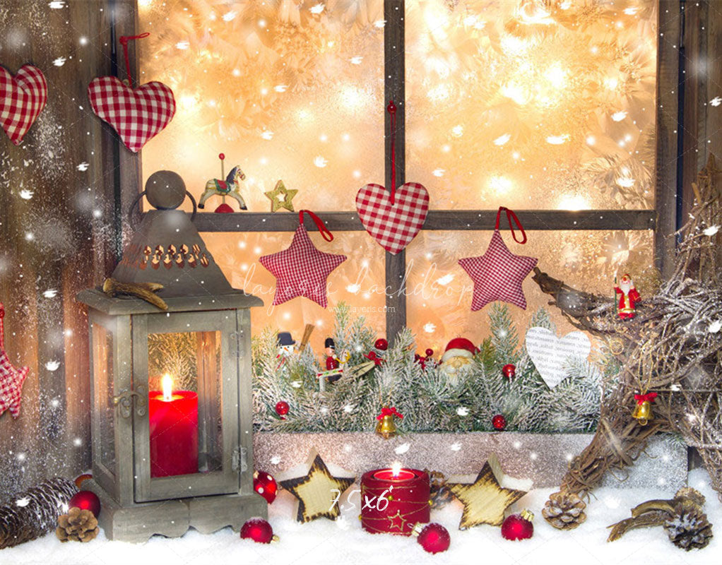 Warm Window Star Candle Christmas Backdrop - Layoris