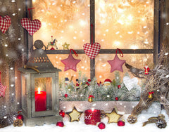Warm Window Star Candle Christmas Backdrop - Layoris