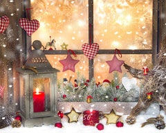 Warm Window Star Candle Christmas Backdrop - Layoris