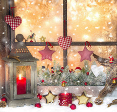 Warm Window Star Candle Christmas Backdrop - Layoris