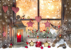 Warm Window Star Candle Christmas Backdrop - Layoris