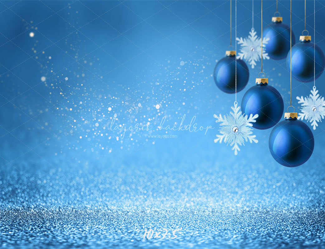 Snowflakes And Balls Blue Christmas Backdrop - Layoris