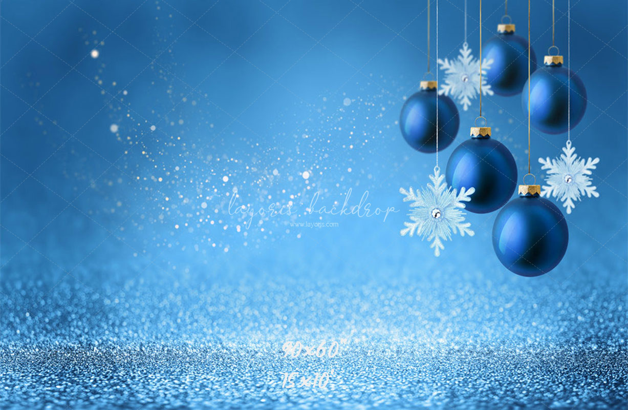 Snowflakes And Balls Blue Christmas Backdrop - Layoris