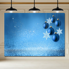 Layoris Snowflakes And Balls Blue Christmas Backdrop