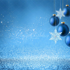 Snowflakes And Balls Blue Christmas Backdrop - Layoris