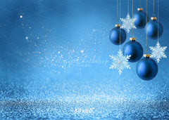 Snowflakes And Balls Blue Christmas Backdrop - Layoris