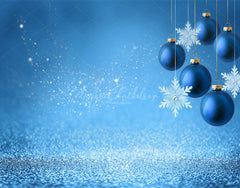 Snowflakes And Balls Blue Christmas Backdrop - Layoris