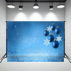 Layoris Snowflakes And Balls Blue Christmas Backdrop