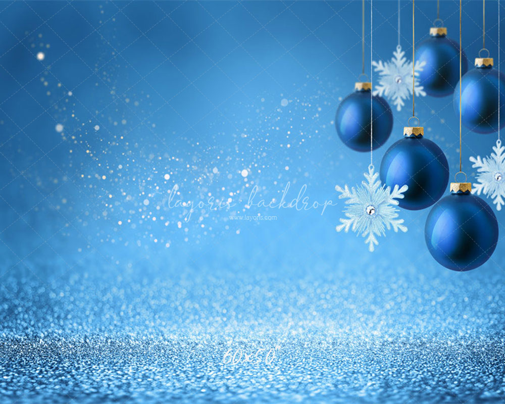 Snowflakes And Balls Blue Christmas Backdrop - Layoris