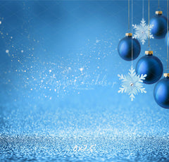Snowflakes And Balls Blue Christmas Backdrop - Layoris