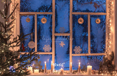 Window Candle Ball Christmas Backdrop - Layoris