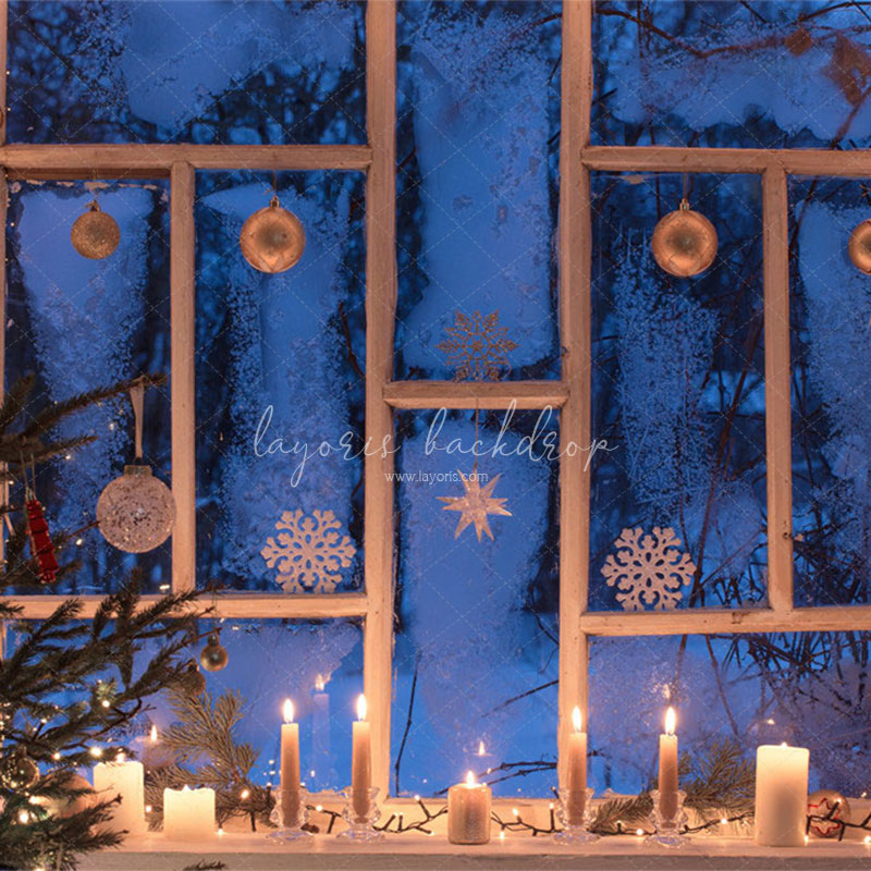 Window Candle Ball Christmas Backdrop - Layoris