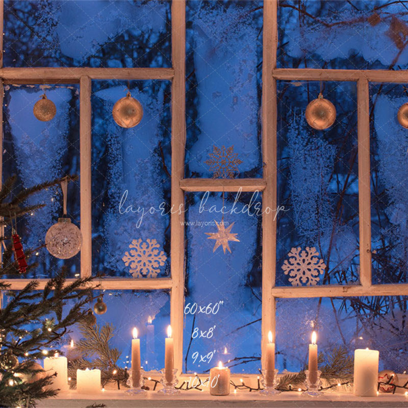 Window Candle Ball Christmas Backdrop - Layoris