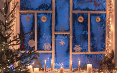 Window Candle Ball Christmas Backdrop - Layoris