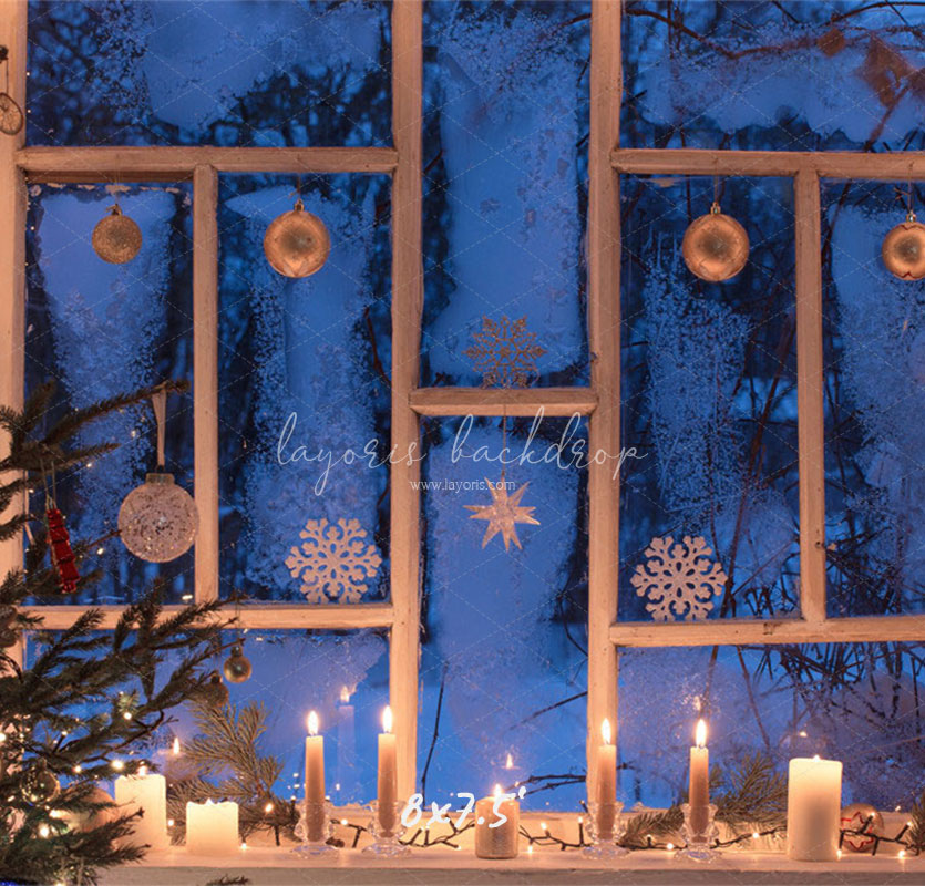 Window Candle Ball Christmas Backdrop - Layoris