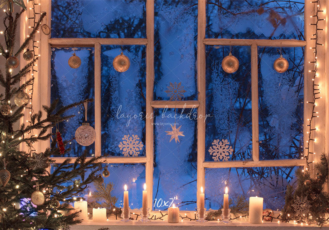 Window Candle Ball Christmas Backdrop - Layoris